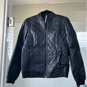 Truth and Pride black leather bomber jacket